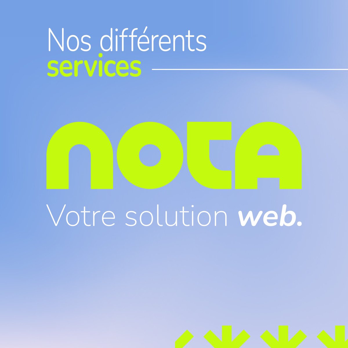 ✳️ BIENVENUE CHEZ NOTA, VOTRE SOLUTION WEB.

Retrouvez nos différents services à votre disposition pour faire passer votre contenu dans une dimension supérieure 👇

✉️ Contactez-nous par mail via contact@nota-media.com OU directement par message privé !

#CreateWithNOTA