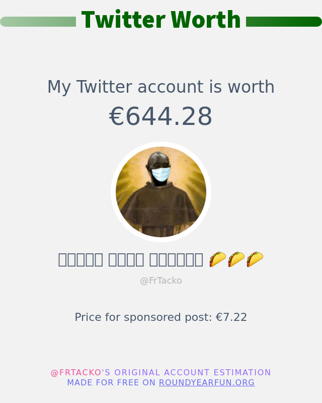 Mon twitter vaut: €644.28

➡️ anyplacehere.me/twitterworth?l…