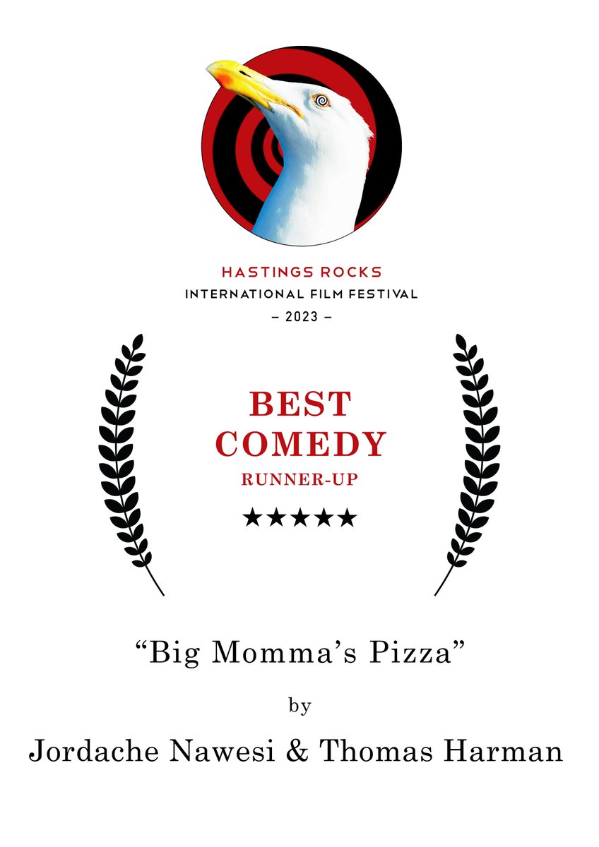 thomas_harman's tweet photo. Our #BigMommasPizza #HastingsRocksInternationalFilmFestival 2023 #BestComedy Runner-Up Certificate!

#HRIFF #HRIFF23 #Comedy #RunnerUpAwardWinner #AwardWinner #Film https://t.co/gxCq3UJj4j