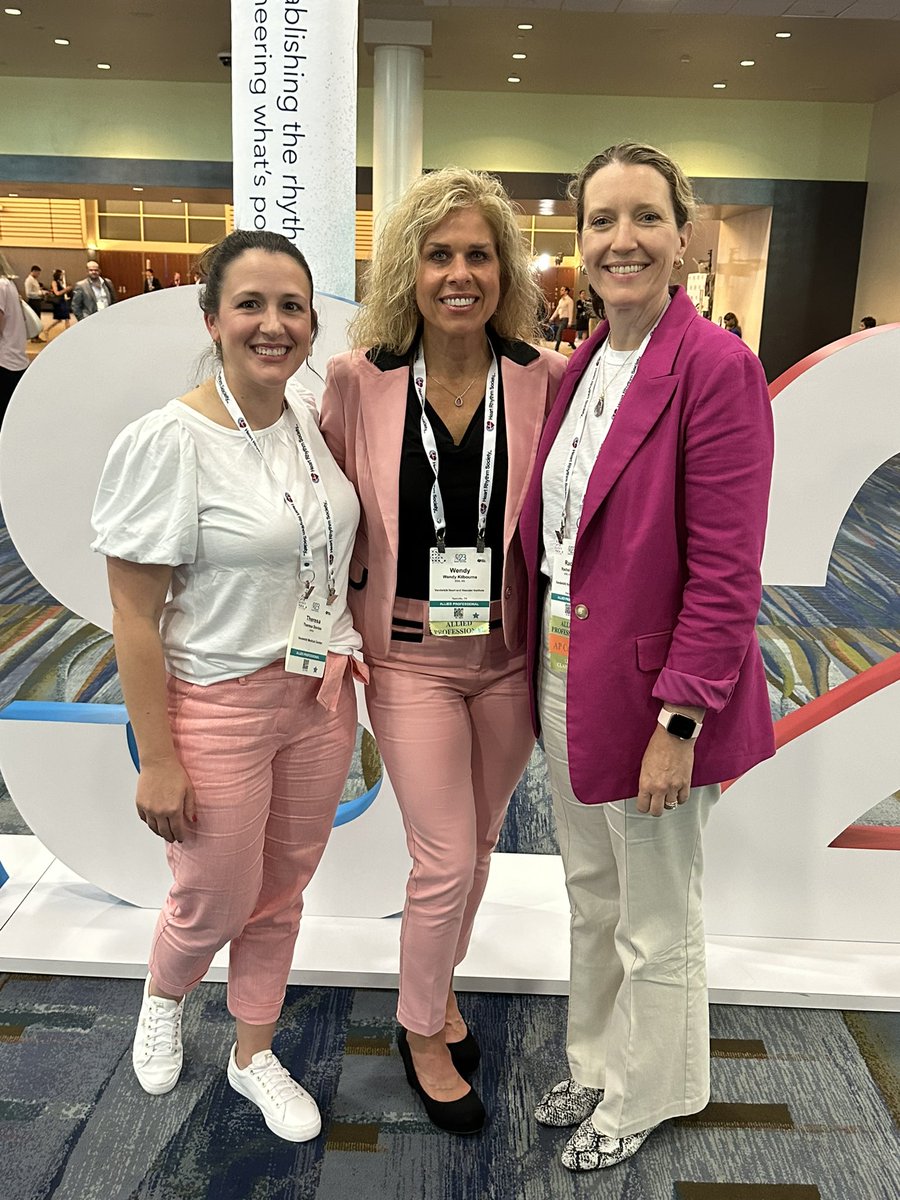 Our very own @rachelacnp Theresa Davies APRN and Wendy Kilbourne RN soaking up all the EP knowledge at #HRS2023 this weekend!