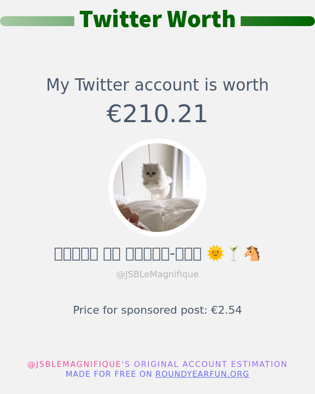 Mon twitter vaut: €210.21

➡️ anyplacehere.me/twitterworth?l…