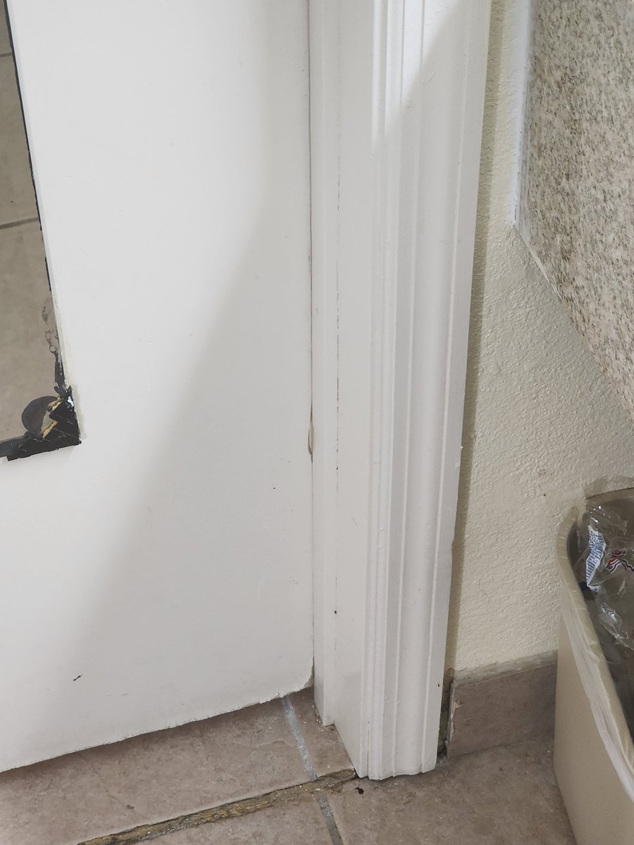 sniffin hole in the motel bathroom door