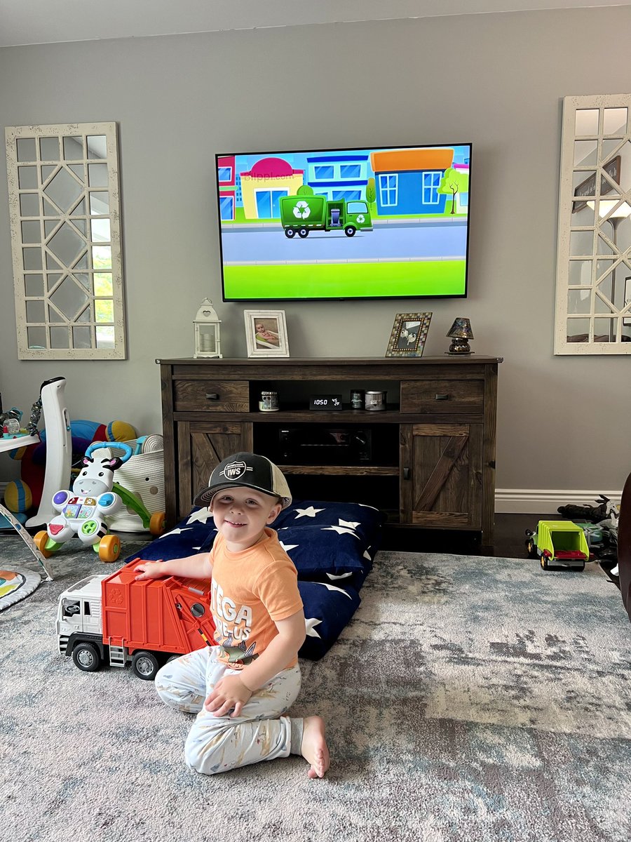 Today was all about garbage trucks thanks to our driver dropping off a hat to Nate, made his day. Thanks @InterstateWaste