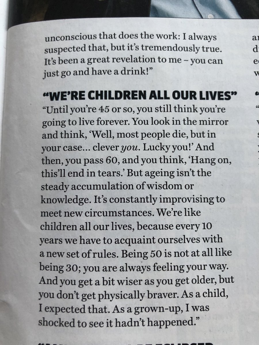 I interviewed Martin Amis for the last edition of Word magazine in 2012. My job was to get him to divulge lessons he’d learned in life. He was surprisingly attentive, kind, not what I expected. I bet these words washed past me then. They don’t now. (I turned 45 in April.)