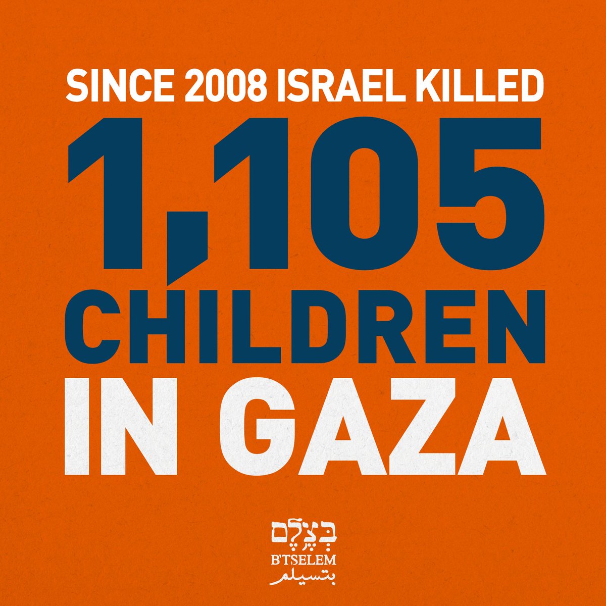 1,105 Palestinian children were mercilessly killed by the IOF in the Gaza besieged Strip since 2008, according to B’Tselem, the I$raeli Information Center for Human Rights in the Occupied Palestinian Territories.

#FreePalestine
#SahabatPalestina_ID
#ForeverPalestine 🇵🇸