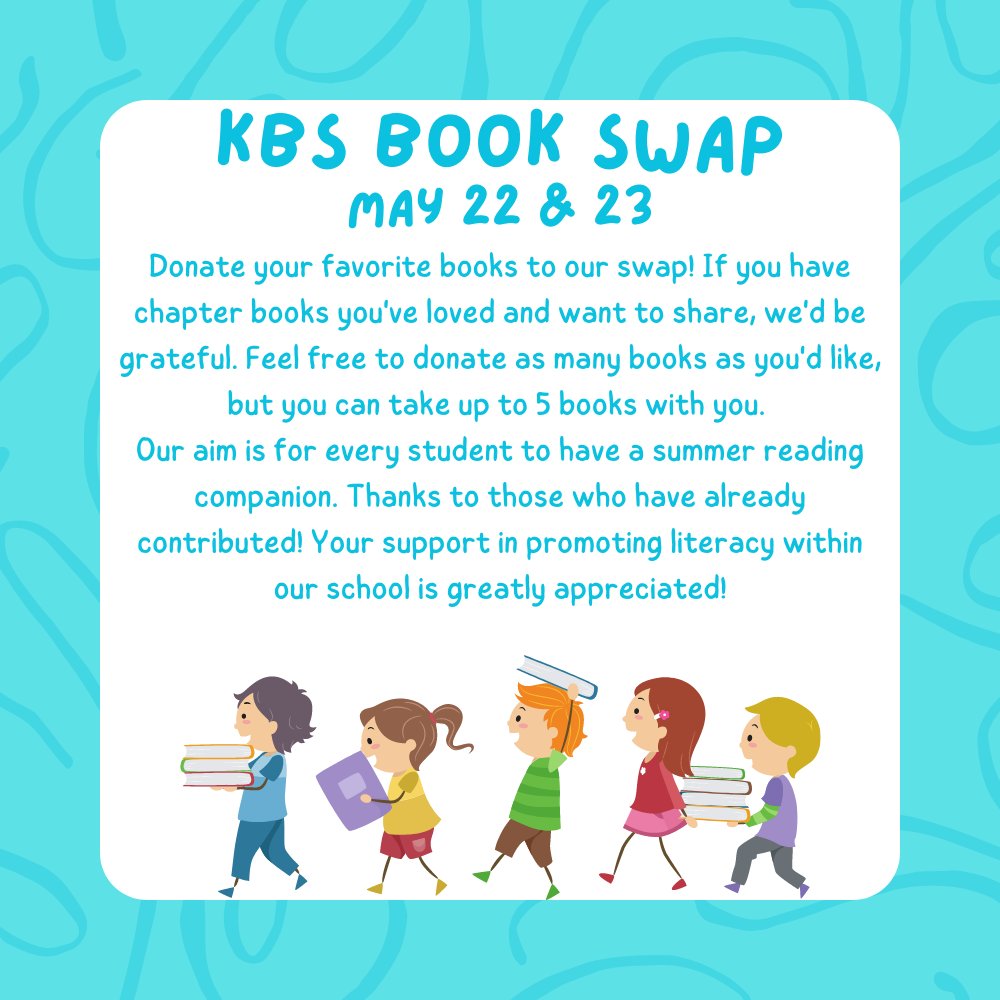 KBSknights's tweet photo. Don't forget about our Book Swap on Monday and Tuesday! https://t.co/x7vcX68hcs