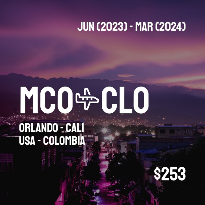 ✈️ Orlando (MCO) to Cali (CLO) for only $253 (USD) roundtrip 💸
1889 live dates on Adventure Machine. - get the app on iOS or Android #orlando #orlandoflorida #orlandobloom #orlandohairstylist #orlandophotographer #orlandohair