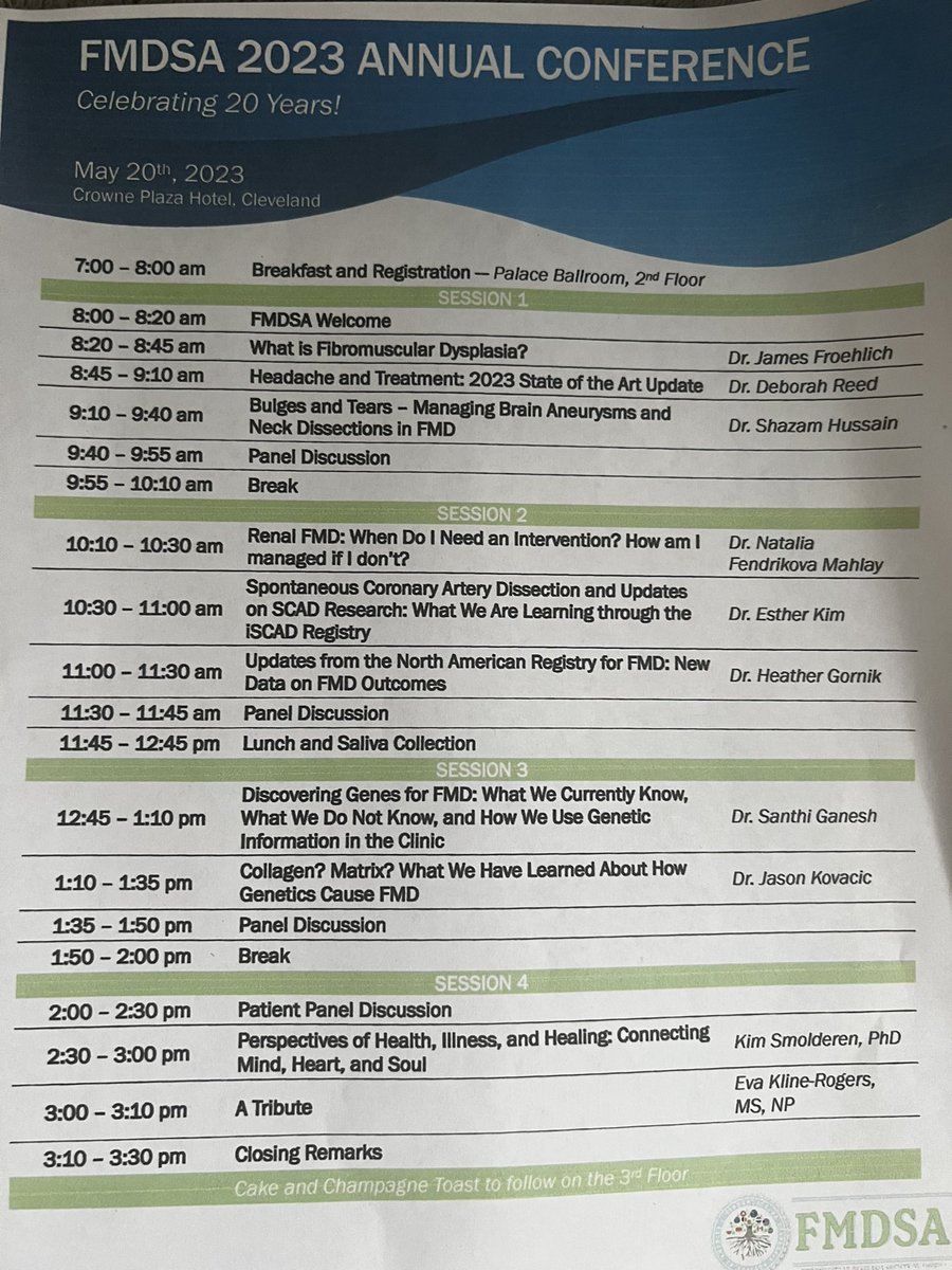 An informative and enjoyable weekend at the FMDSA 2023 annual conference learning all about FMD from the experts! Always glad to hang out with this awesome vascular team.. #FMD #FMDSA <a href="/FMDartery/">FMDSA</a> <a href="/pdmace2/">Pam Mace, RN</a> <a href="/heatherlgornik/">Heather L Gornik</a> <a href="/KimGSmolderen/">Kim G. Smolderen, PhD</a>