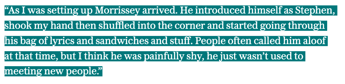 Nickfromupnorth's tweet photo. Andy Rourke on meeting Morrissey for the first time. https://t.co/PeEd1iX8jX
