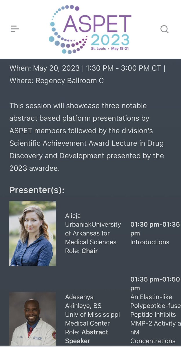 (1) I had the pleasure of co-chairing the Scientific Achievement Award Lecture and Notable Abstract Platform Presentations today with Dr. Benita Sjogren <a href="/SjogrenLab/">Sjogren Lab</a> during #ASPET2023. The Scientific Achievement Award in Drug Discovery and Development recognizes exceptional 🧵