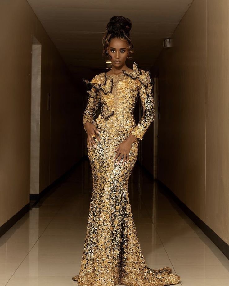 gold dress south africa Fabrosanz: Brown Draped Big Buckle Dress – houseoffabrosanz main image 0