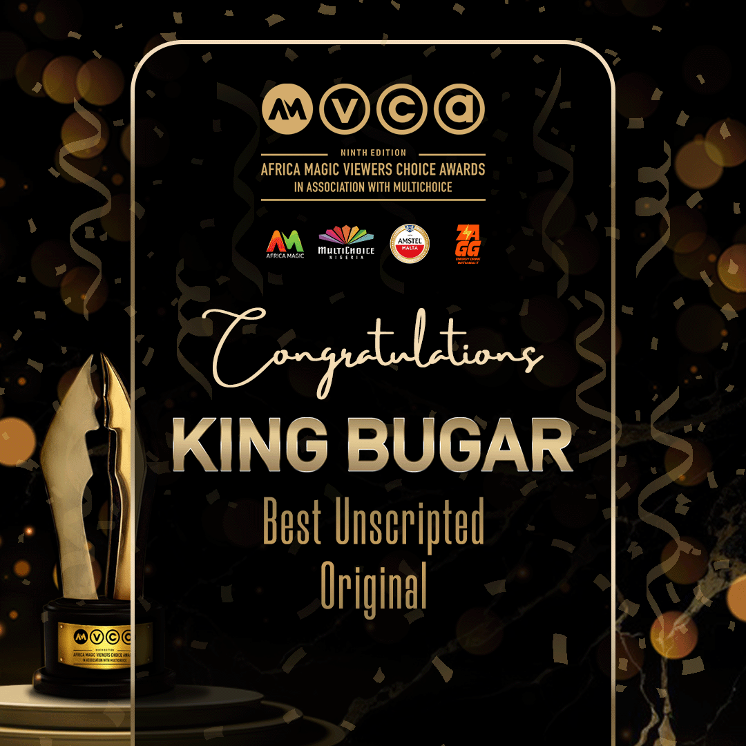 africamagictv's tweet photo. We're thrilled to announce that the winner of the #AMVCA9 'Best Unscripted Original' award is [King Bugar]! 🏆 Congratulations on this well-deserved victory! 🎉🎥 #AMVCA 
https://t.co/jKlD7cDp10 https://t.co/qEIr2kqjfY