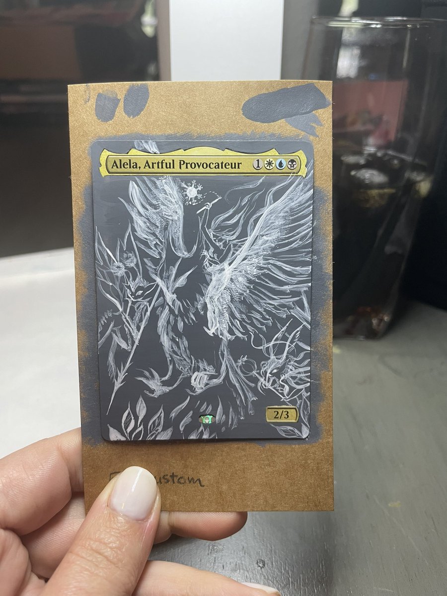 itsliltassi's tweet photo. From sketched to sleeved ❤️‍🔥💛🧡💙🩵💜 #MTG #mtgart #MagicTheGathering #mtgalter https://t.co/BRG7QgwaUa