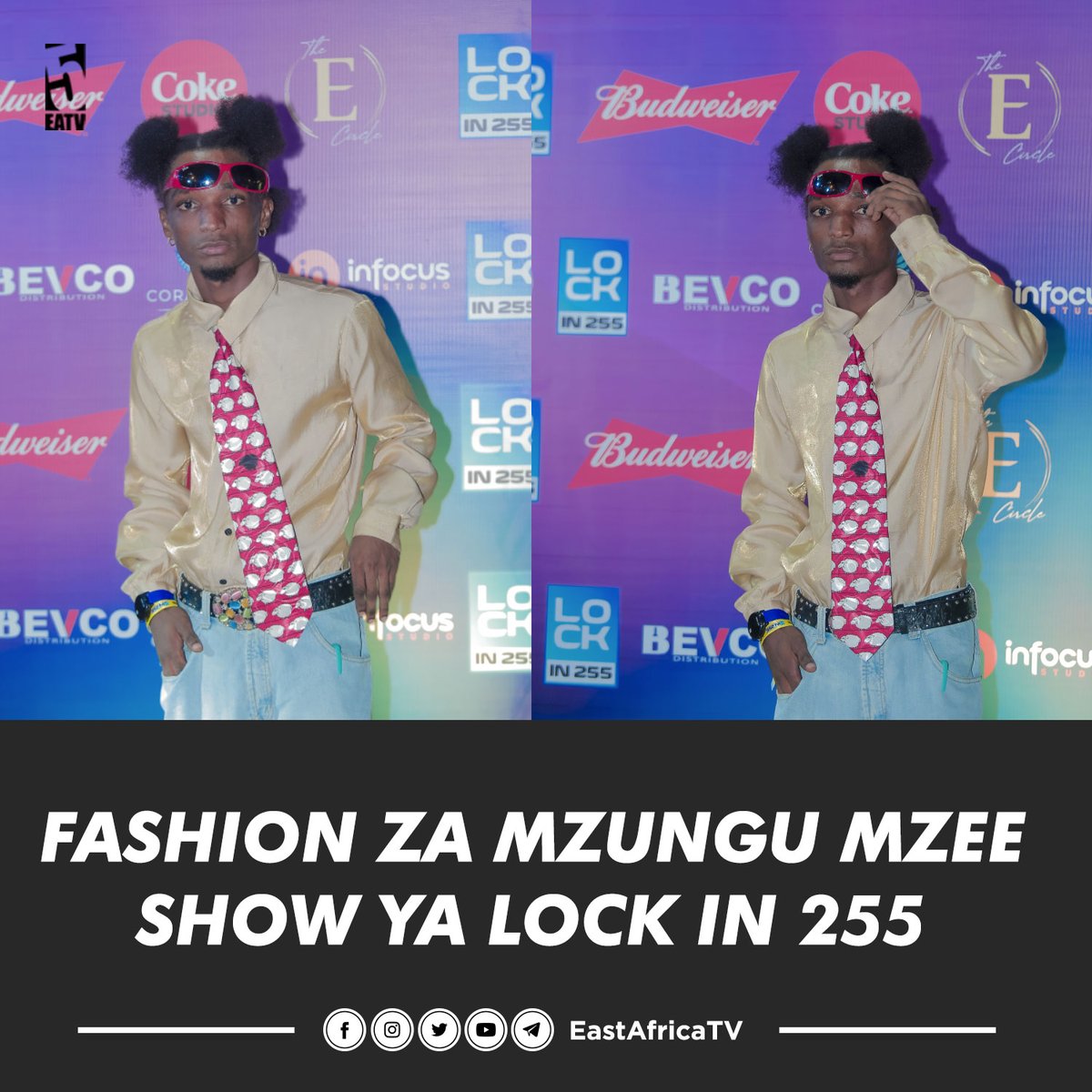 eastafricatv's tweet photo. Mwanamitindo Mzungu Mzee #DeeWayneThrasher alivyotupia kwenye mavazi haya usiku huu wa show ya @lockin255 #EastAfricaTV na #EastAfricaRadio ambapo @officialalikiba na @ayrastarr wataperforme live.

Big Yes au Big Noo kwenye mtoko wake huu? 

#LockIn255 #Alikiba #AyraStarr https://t.co/Dc4cbZg5vw