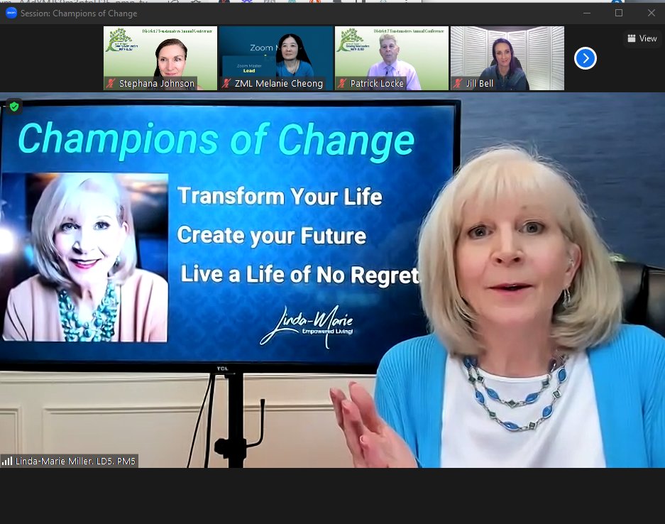 Transform Your Life. Create Your Future. Live a Life of No Regrets! Linda-Marie is in the house at Seeds of Change! #d7conference2023 #toastmasters #live #transform #speakers