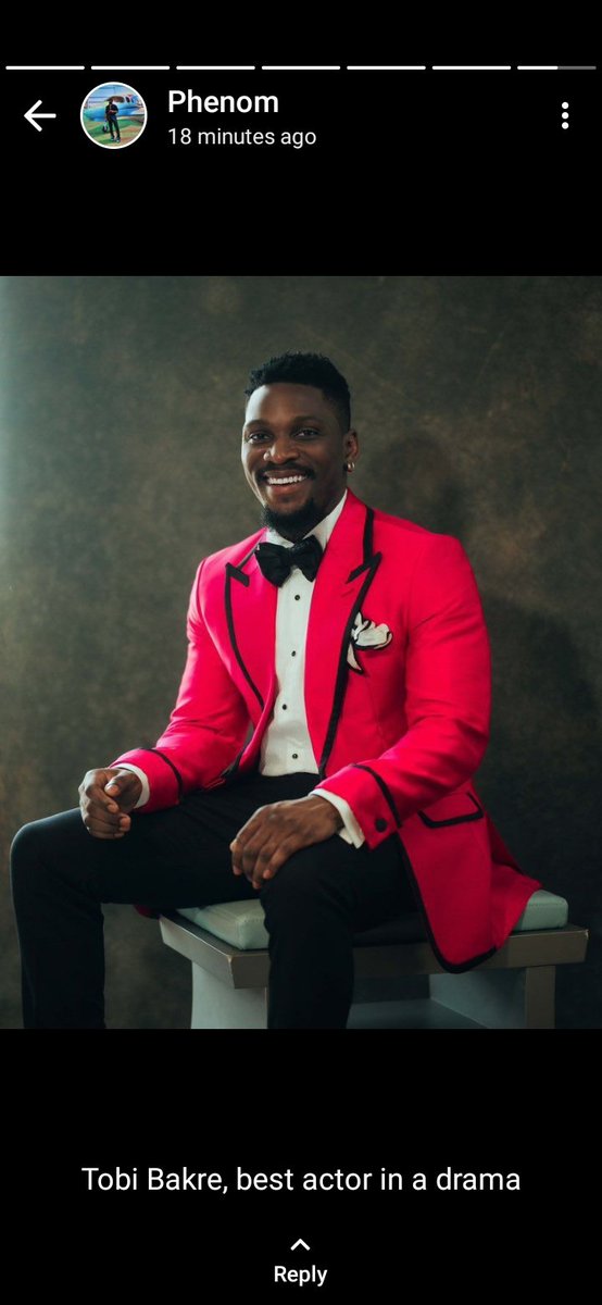 Update!! Tobi Bakre don win #AMVCA Best Actor in a Drama!

Shout-Out to PHENOM, Man's been on TOBO G'S matter mehn!!
#AMVCA9 #PepsiXAMVCA #MUFC