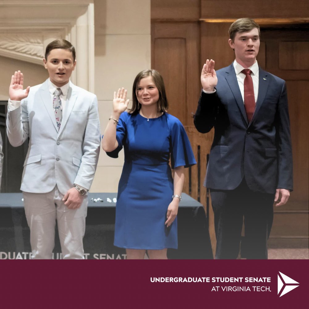 USSatVT's tweet photo. On April 25th, 2023, we were honored to participate in the inauguration of Virginia Tech's Undergraduate Student Senate! Together, we will shape the future of Virginia Tech, ignite change across our campus, and champion the voice of every hokie. https://t.co/kAcZiq1wXK