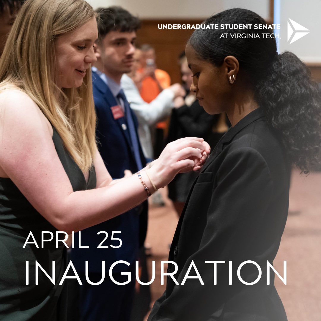 USSatVT's tweet photo. On April 25th, 2023, we were honored to participate in the inauguration of Virginia Tech's Undergraduate Student Senate! Together, we will shape the future of Virginia Tech, ignite change across our campus, and champion the voice of every hokie. https://t.co/kAcZiq1wXK
