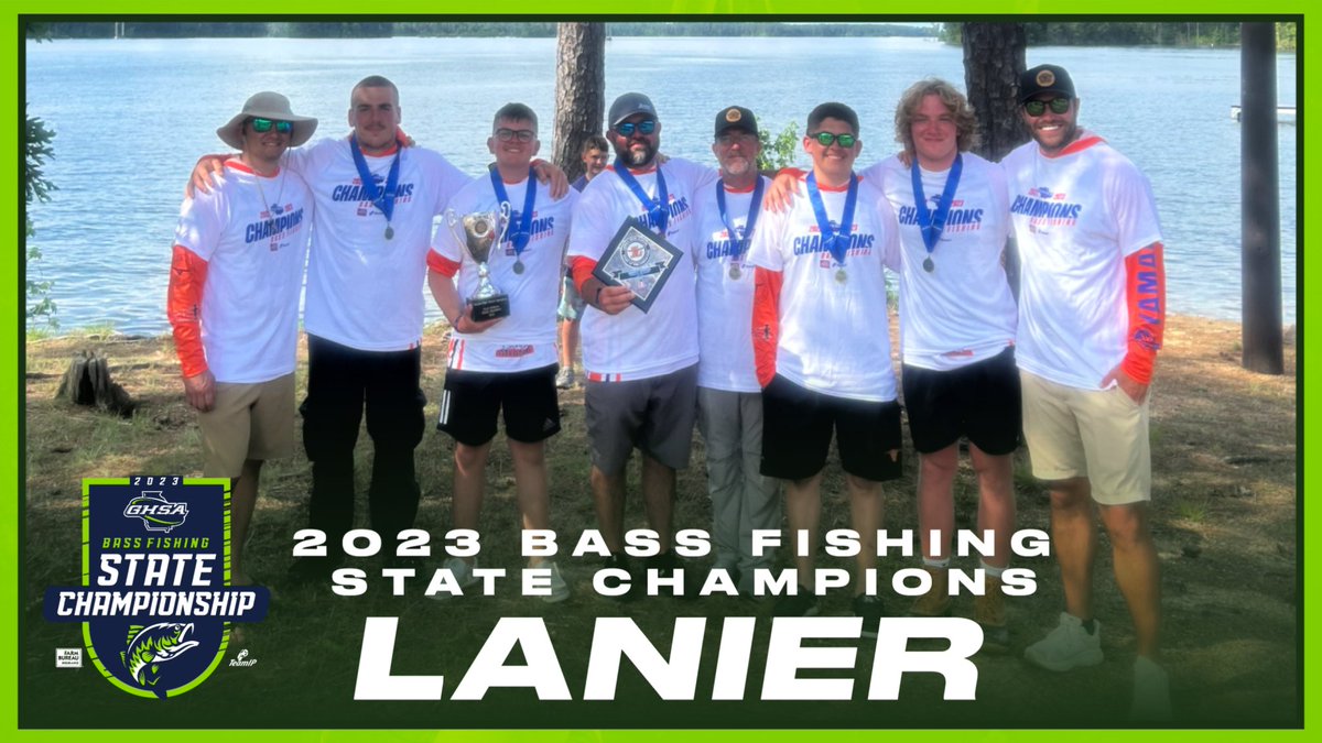 OfficialGHSA's tweet photo. Congrats @LanierADnews, 2023 Bass Fishing State Champions @GAFarmBurea!  Winning boat was Bryson Dover / Angel Cornejo with 20-08 catch.  Runner-up: @KingsRidgeCS (16-07); 3rd #DawsonCo (16-05).  https://t.co/lw5dC0pjqI https://t.co/OEkTKebPnl