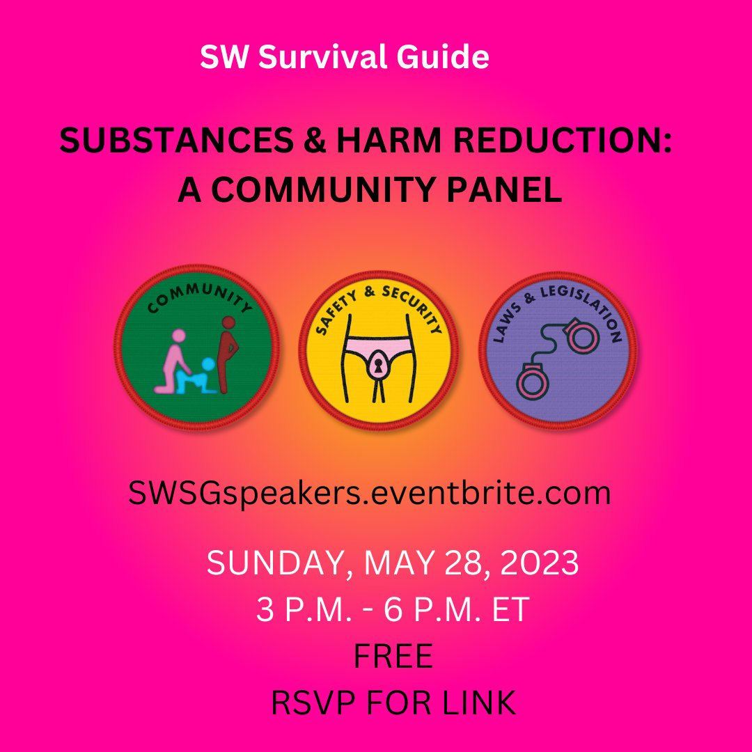 May 28th Speaker Series is all about HARM REDUCTION. Check it out: @mollybsimmons is moderating with guests @addisfouche @floral_sheets @CoralKILL and @SlutTheory https://t.co/lnxaSA6UCK to learn more about how to create safer spaces for all of us. #SWSurvivalGuide https://t.co/rTVLQO78jD