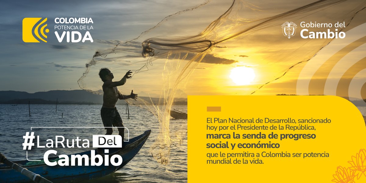 Sancionar el Plan Nacional de Desarrollo desde la capital del departamento del Guainía es una muestra contundente de que este es un Gobierno que construye país desde las regiones. #LaRutaDelCambio.  
<a href="/infopresidencia/">Presidencia Colombia 🇨🇴</a> <a href="/MincomercioCo/">MinComercio Colombia</a>