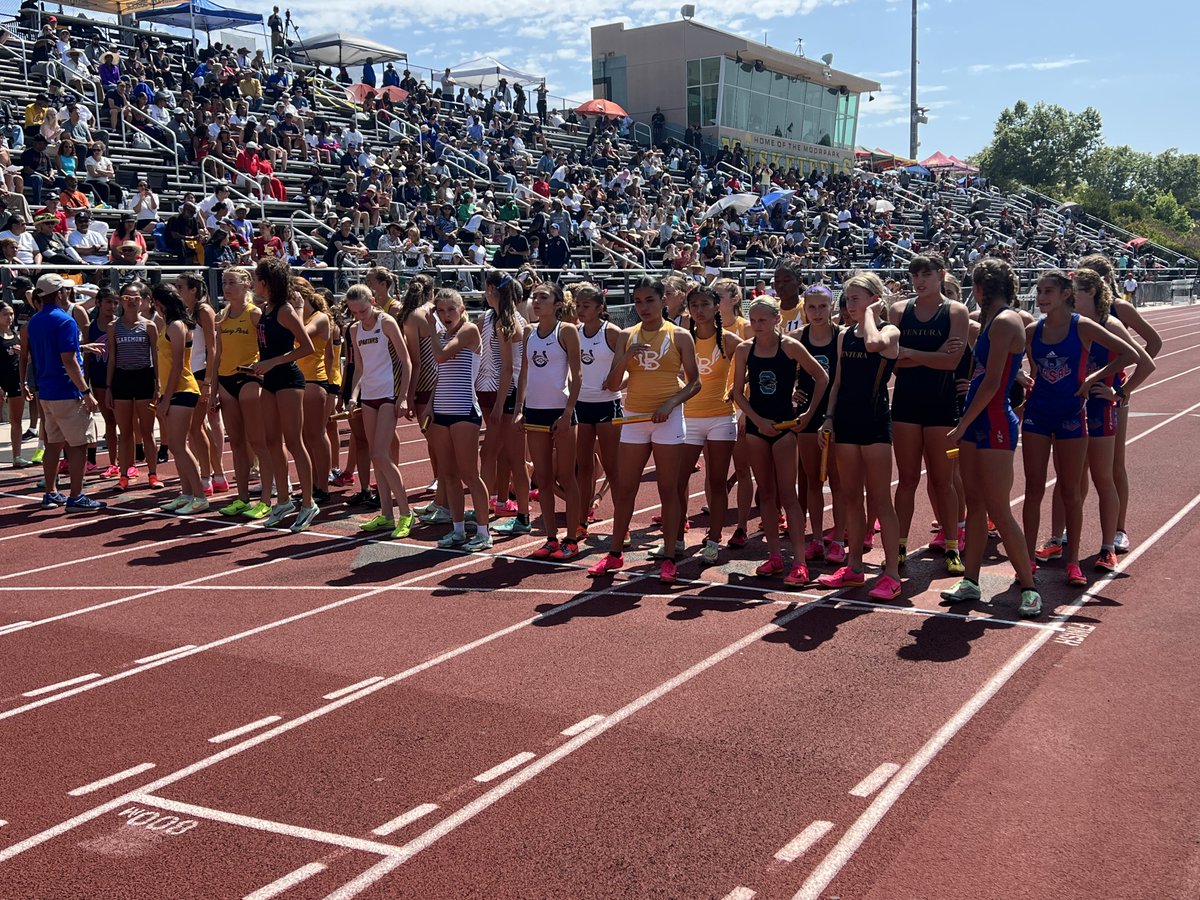 PrepCalTrack's tweet photo. Now stepping onto the track at the @CIFSS Masters Meet: the Girls 4x800!  #NewGround #BigStepForward #TheTimeHasCome #Finally https://t.co/5QMGg22hNA