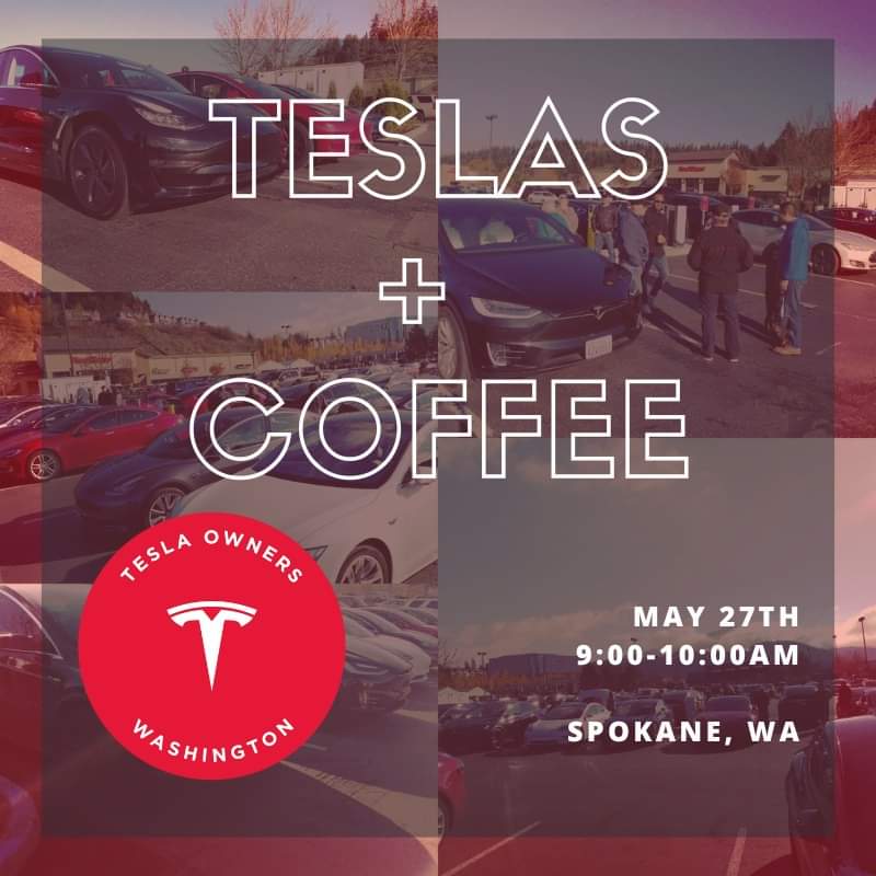 TeslaOwnersWA's tweet image. Join our Northeast Chapter for coffee, Teslas, family, & friends on Sat, May 27th! For details including location check out our website for deets:
teslaownerswa.org/event-5244925
Hope to see you there!
#tesla #spokaneevents #teslaowners #teslaownerswa #teslamotors #ElectricVehicles
