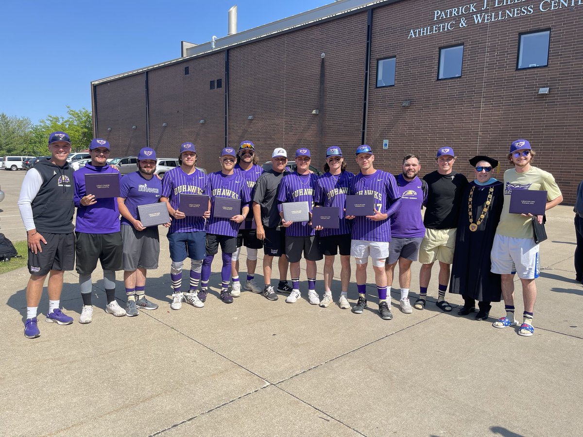I would like to thank this group of seniors for making  our program better from the day they came to Loras. I will miss seeing these guys, but I know their future will be great! A special thanks to President Collins for greeting us after NCAA Tournament! #GoDuhawks
