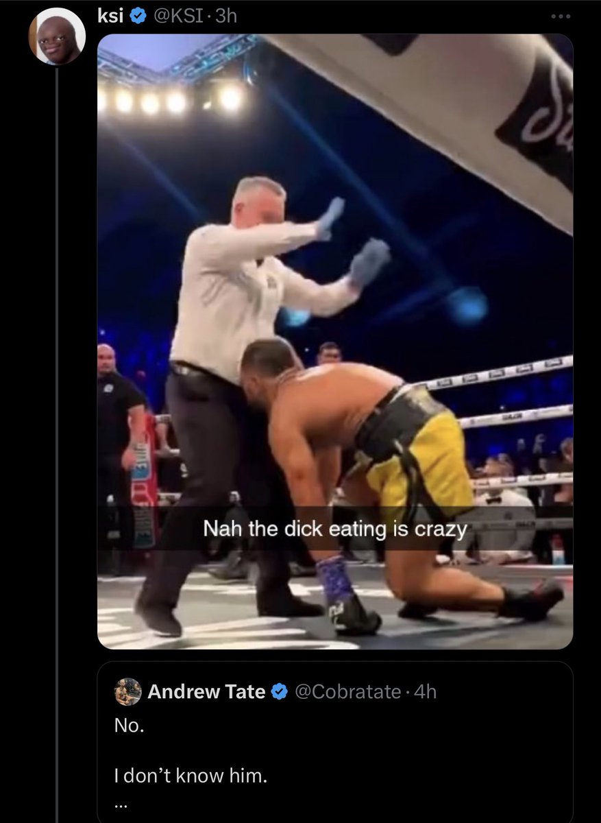 GOATxPromotions's tweet photo. Andrew Tate gives his opinion on KSI and KSI responds ❕❕🚨 https://t.co/kbsgq1MNpP