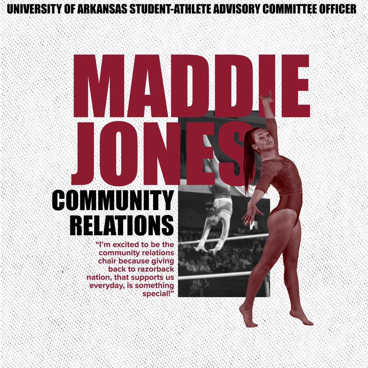 We are so excited to announce that @maddiejonzz will be our Community Relations Chair next year! Congrats, Maddie! #SAAC #RazorbackNation
