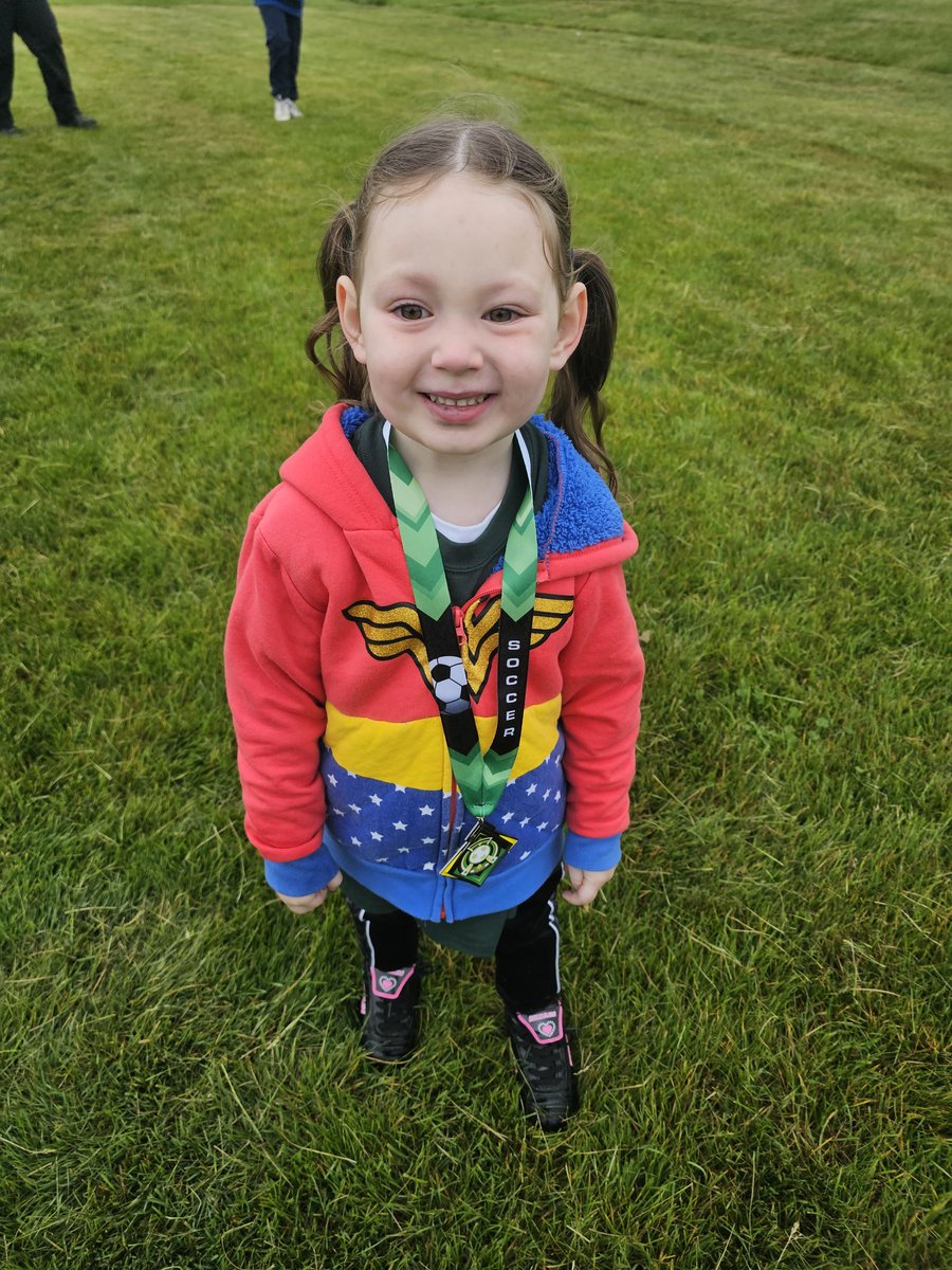 CoachLepri's tweet photo. Myri Jo wrapped up her first soccer season this morning in the pouring rain...No participation medals- Myri got the award for "Best Hugger" 😂🤣😂🤣 https://t.co/yRv6CXznd2