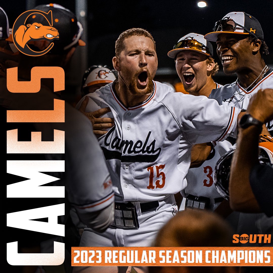 BigSouthSports's tweet image. 𝙍𝙀𝙂𝙐𝙇𝘼𝙍 𝙎𝙀𝘼𝙎𝙊𝙉 𝘾𝙃𝘼𝙈𝙋𝙄𝙊𝙉𝙎 🏆

Make it a 5️⃣-peat!

Campbell wins the #BigSouthBase⚾️ Regular Season Championship for a FIFTH-STRAIGHT time!