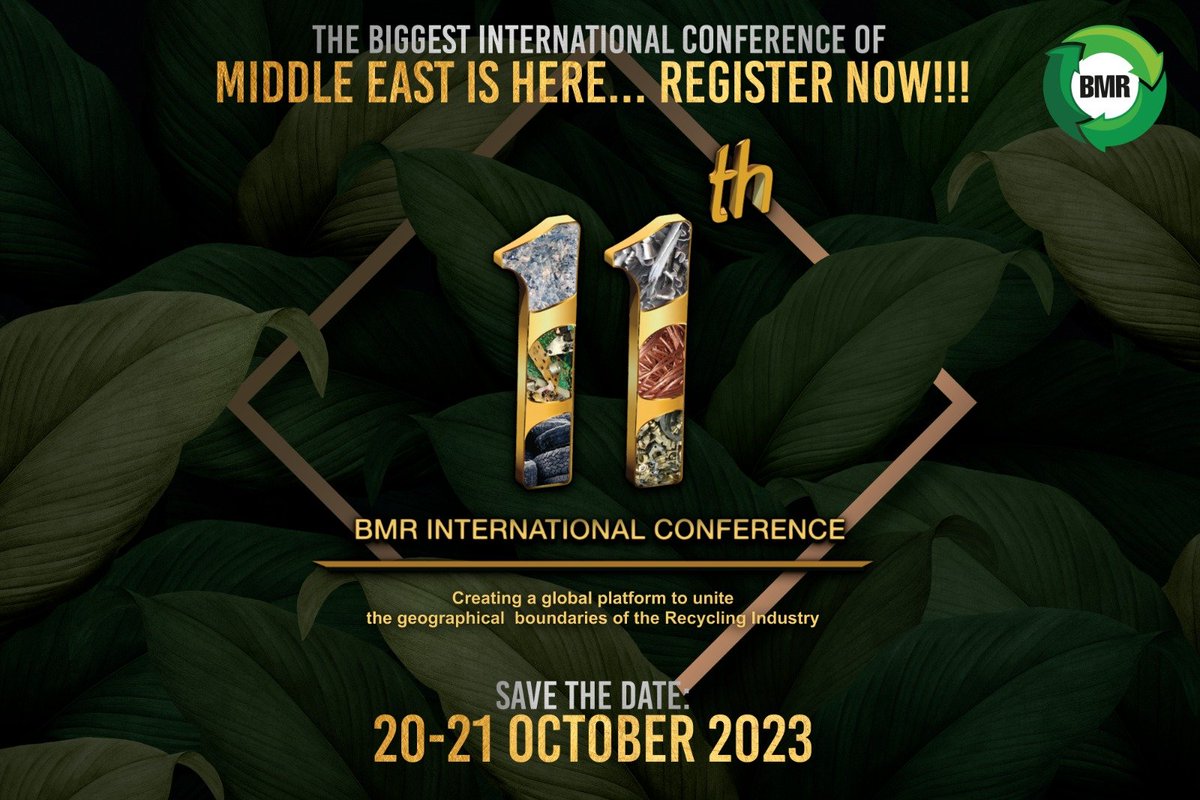 BMR 2023 Conference Ready For Registrations...

#zinc #basemetals #copper #aluminium #recycling #metals #nickel #tin #mining #Commodities #birworld #nickel #scrapmetal #metalrecycling #galvanizing #markets #traders #cleanenergy #traders #renewableenergy #renewables #realzero…