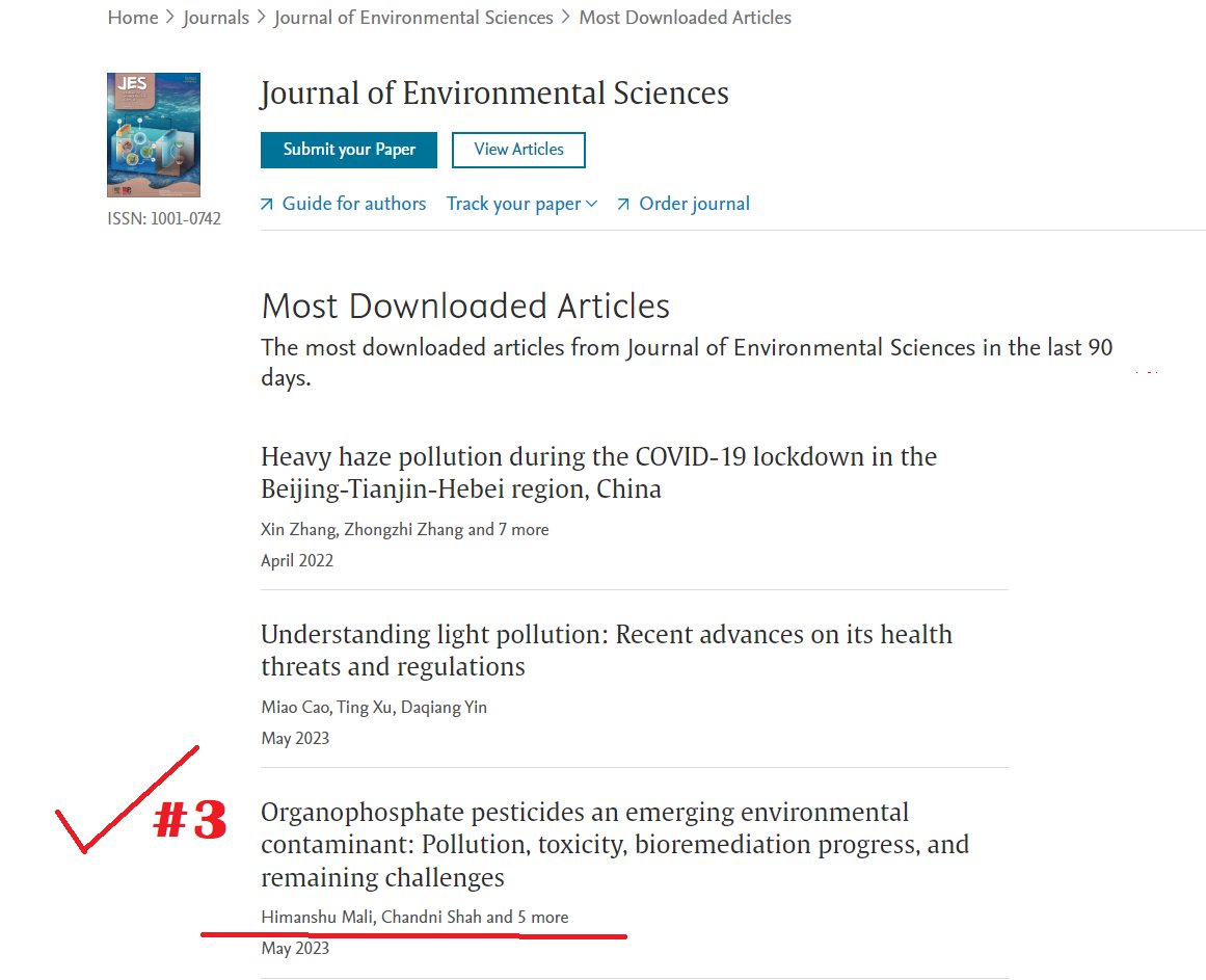 himanshumali's tweet photo. I'm Glad our recent review article is trending among the best-downloading papers in the Journal of Environmental Science. 

Must Read: Interesting Comprehensive article on organophosphate pesticides degradation (past, present and future)

https://t.co/B9t05HxTyk https://t.co/gW8kxztBIG