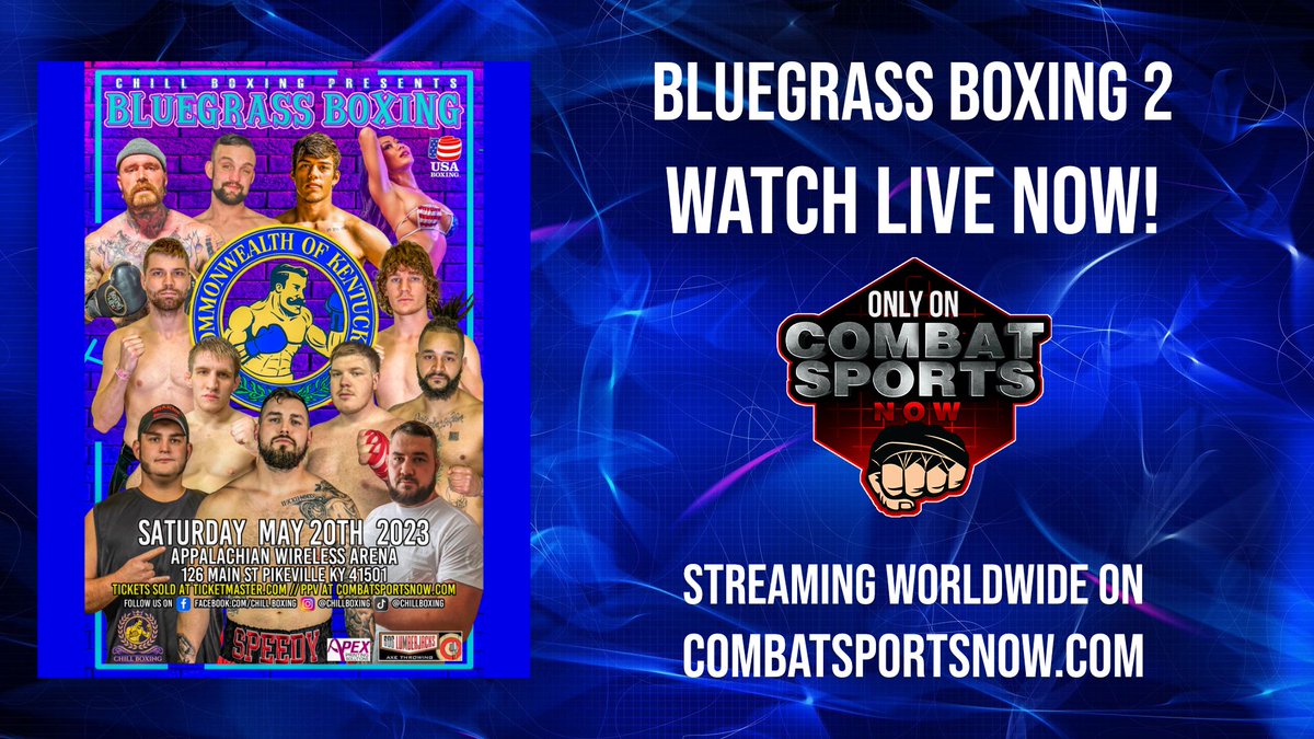 We are going live in #pikevilleky for the Bluegrass #Boxing 2 LIVE PPV Event featuring some of the best up and coming fighters from the east coast.

Watch the whole event #LIVE for just $29.99 with DVR and free replays!

Order now: combatsportsnow.com/event/bluegras…

#boxing #livestream…