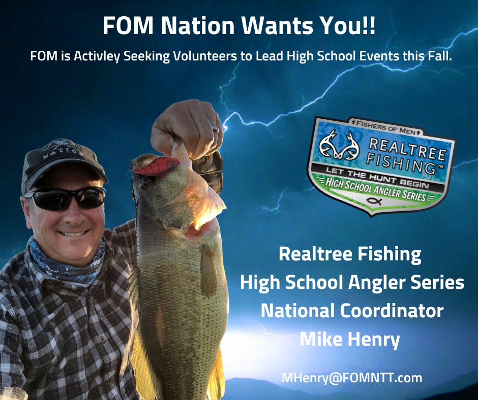 FOMNTT's tweet image. FOM Nation we need your help! FOM is seeking volunteers to lead #highschoolfishing events this fall. If you’d like to volunteer reach out to Mike #realtreefishing #realtreehighschool #fomnation #fomnation