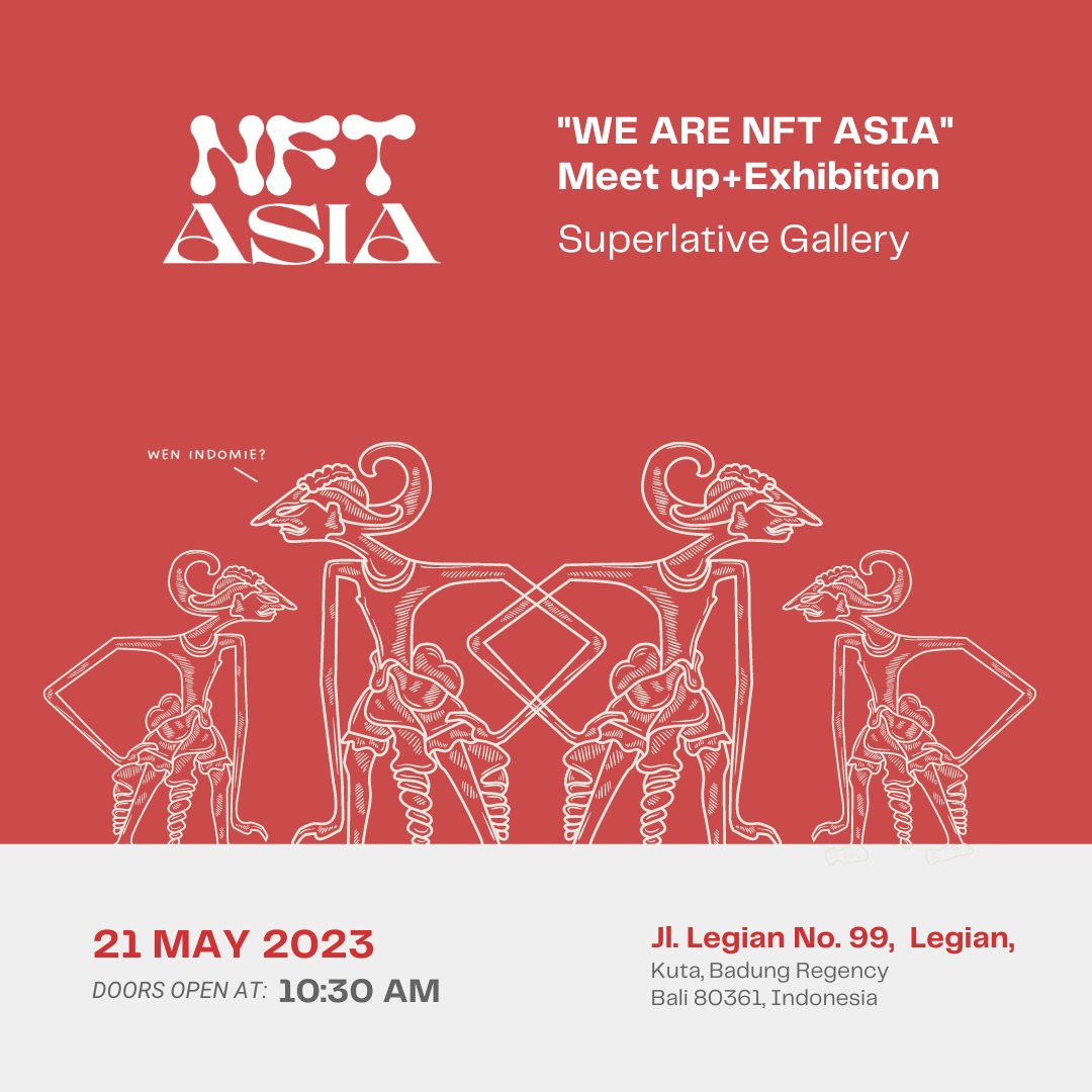 What do we have planned for today in Bali?

We curated 45 talented artists to be a part of an incredible exhibit in the beautiful <a href="/sssgallery/">Superlative Gallery</a> , where an NFT Asia Community meetup will be happening as well ⚡️ 

Continued below 👇