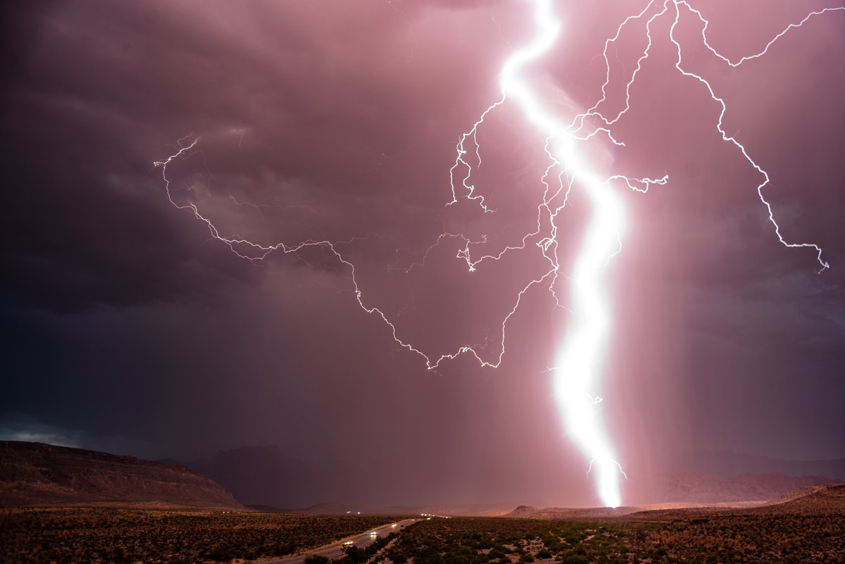 Some of my better lightning shots from tonight at @RedRockCynLV. Was not prepared for the close proximity of the last one, which is why the bolt is so blown out 🙃 First attempt at using my lightning trigger was a success! #nvwx #vegasweather