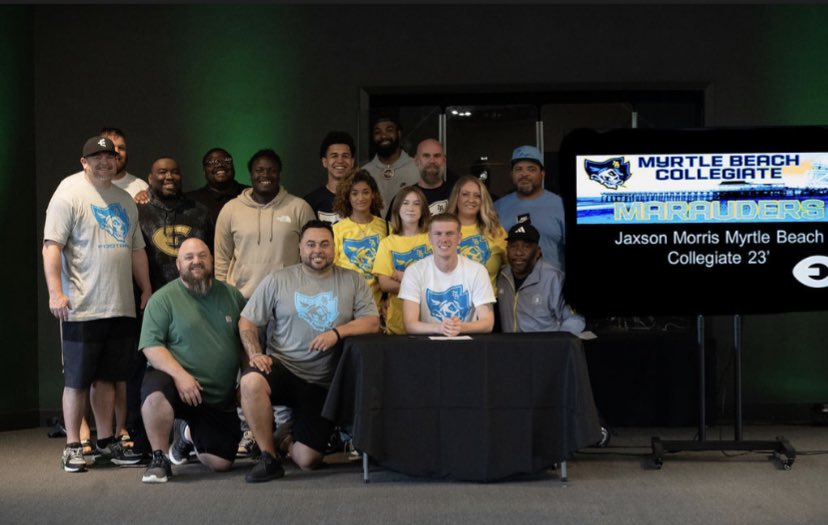 Celebrated <a href="/JaxsonMorris6/">Jaxson Morris</a> and his commitment to play at Myrtle Beach Collegiate today!  So proud of this young man.  From day 1 he was a leader on our team and a great player on the field.  Future is bright!  #LoyalToThaSoil #EsUp23