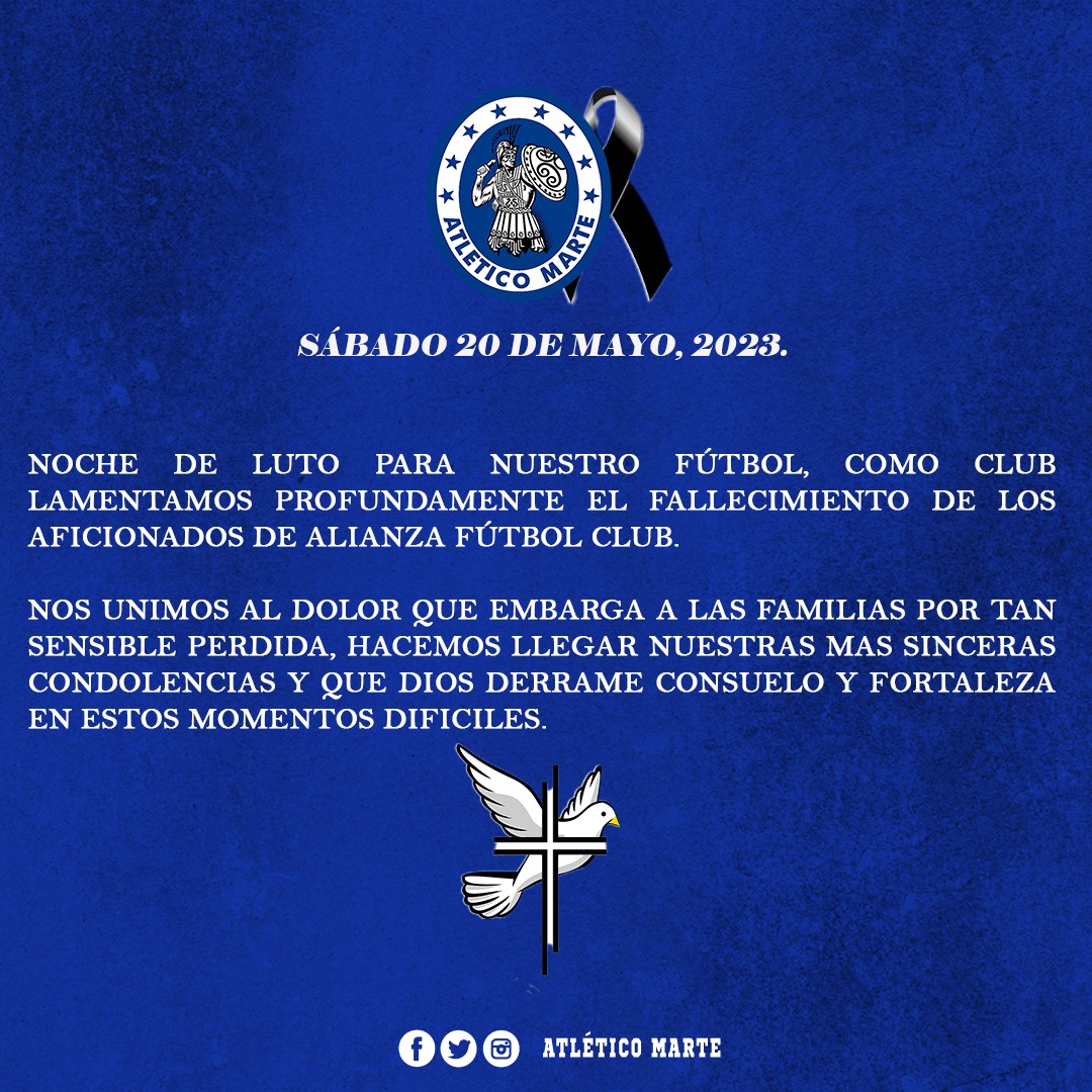 Nuestro más sentido pésame a todas las familias por una pérdida irreparable🙏 

Que Dios les de la fortaleza necesaria y resignación.

#FutbolDeLuto