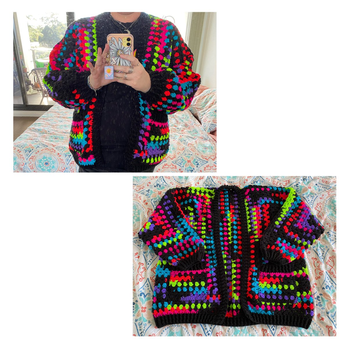 FaeHerself's tweet photo. Granny hexagon cardigan for my best friend https://t.co/7hyH9bJJh4