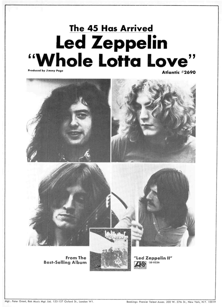 An early @ledzeppelin ad for the 'Whole Lotta Love' single from the 22nd Nov, 1969 edition of Billboard magazine!

#ledzeppelin #rock #hardrock #jimmypage #robertplant #johnbonham #johnpauljones #sixities #60s #retro #vintage