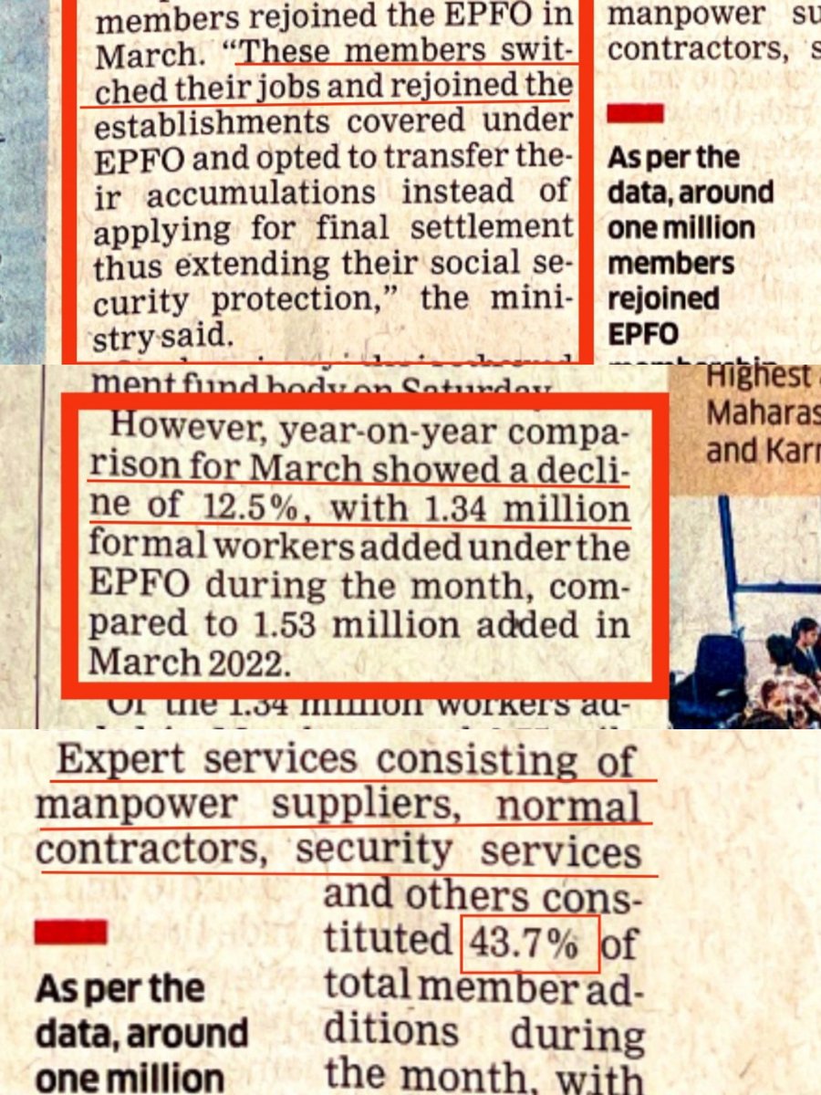 <a href="/rishibagree/">Rishi Bagree</a> Hi <a href="/rishibagree/">Rishi Bagree</a> , points you conveniently left. 

1)  Those changed/ rejoined jobs included in increase.

2) YOY comparison shows a decline in growth of formal workers. 

3) 43% jobs are security service contractors &amp; manpower supplier. 

Give break to falsehood, it's a Sunday.