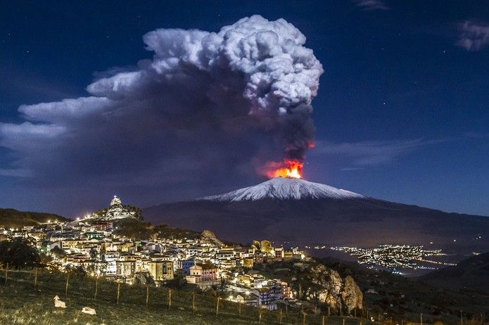4. Mount Etna is the biggest volcano that's active in Europe and it's only half the size of El Popo's eruptions. (Locals call Popocatepetl 'El Popo' or just 'Popo' for short.) Anyhow - Etna is tiny compared to Mexico's Popo. Stromboli is 7x smaller at a mere 3000 feet.