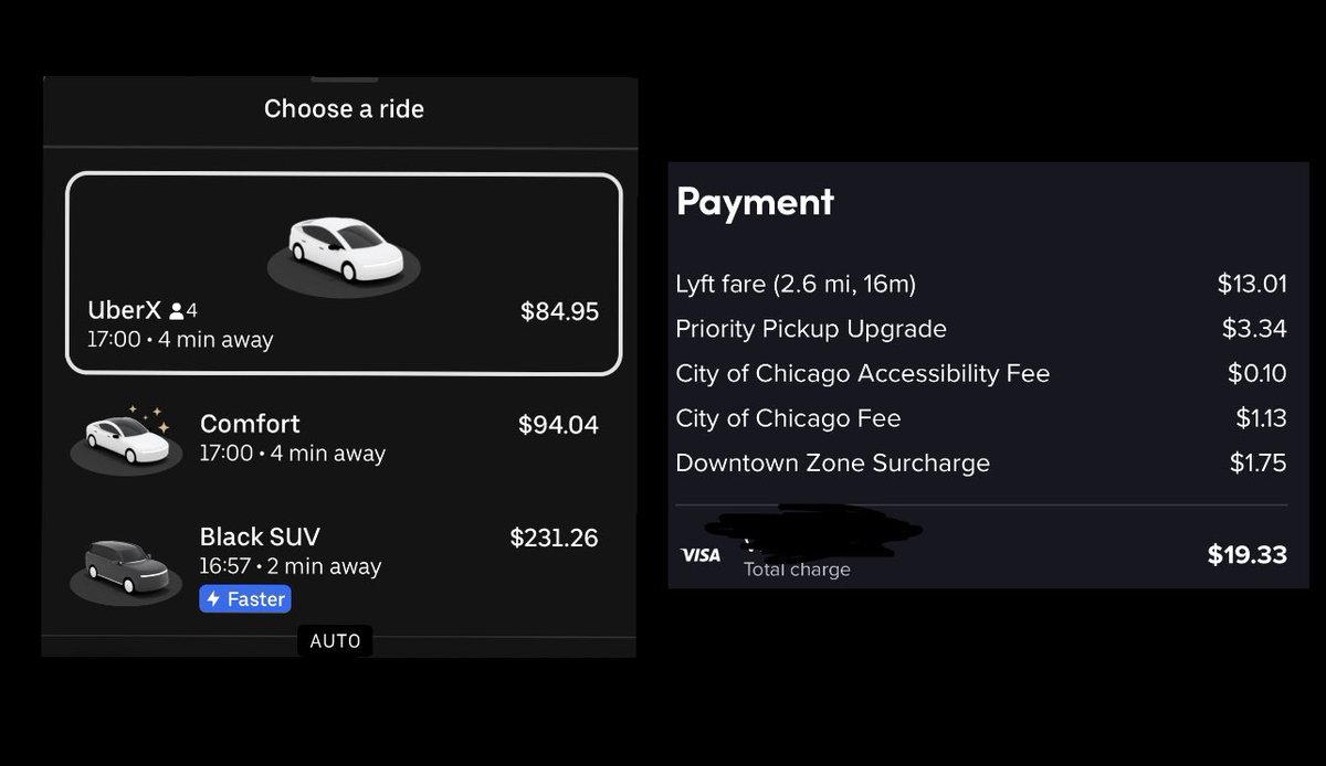 Teri_Ramirez's tweet photo. ?? @Uber wants us to sign a petition to avoid fare hikes. yet, they’ve been doing it all along. $85 for a 16 minute ride at 330pm when @lyft is $55 cheaper for exact ride/time &amp; drivers still don’t get paid appropriately when there’s an increase in fare/surge makes it even worse! https://t.co/sjzlhwNIL0