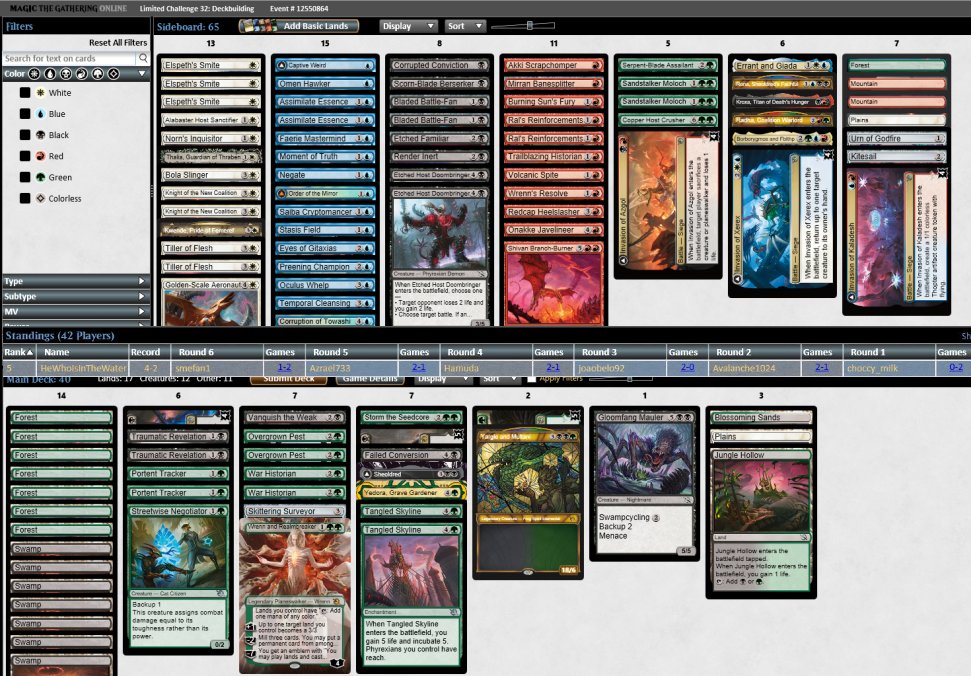 Had some time this weekend so I was able to jam a MOM Limited Challenge and picked up a 4-2! I've greatly enjoyed the format despite its swinginess and there were some delightfully chaotic matches. Got to do a lot of recurring with Wrenn's emblem that was uniquely fun
