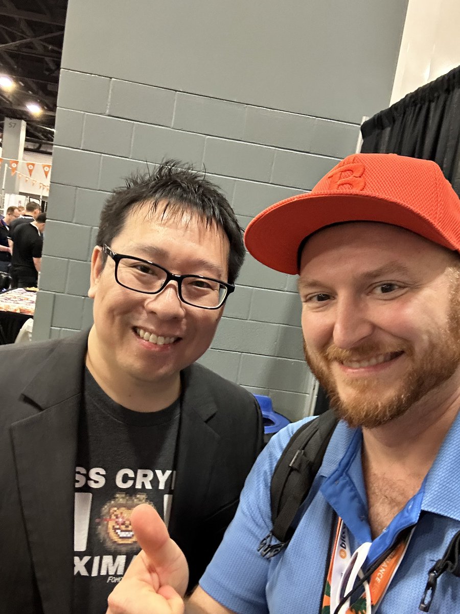 GingerSherpa's tweet photo. Samson Mow @Excellion stopping by @btc_cards to sign some cards and rip some packs!  When super saiyan edition? #bitcoin #bitcoin23 https://t.co/tnaC276iR3