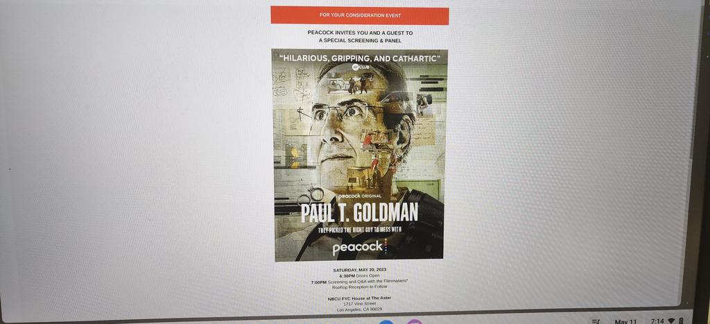 Hi everybody!  Big event, tonight, in Los Angeles. Special screening of episode 2 for voters of the television academy. Maybe they'll like it and nominate me for an Emmy!!!