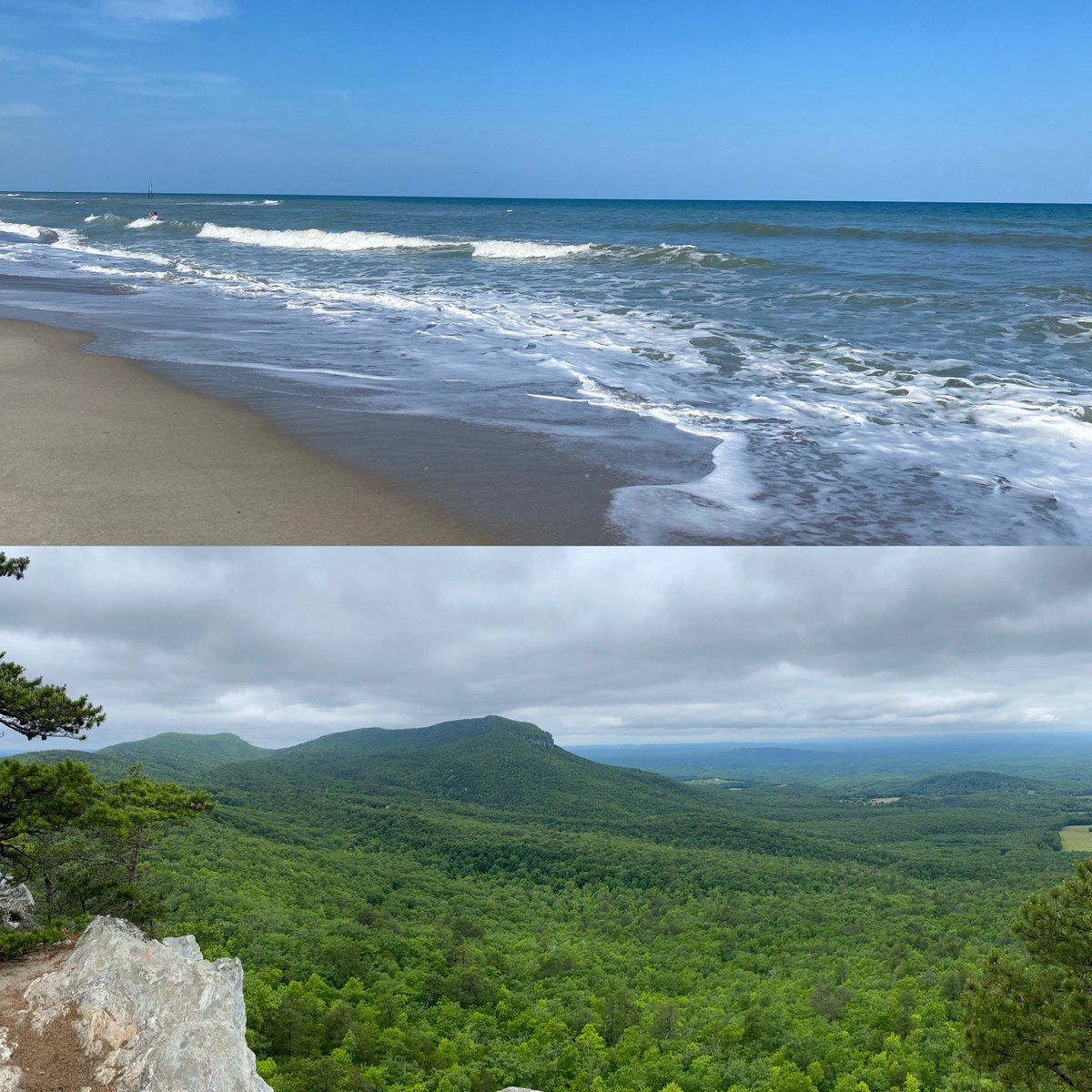 North Carolina isn’t the only state with both beaches and mountains, but our beaches are better than most states and our mountains are better than most states. 

Took the top photo last weekend and the bottom photo this weekend!