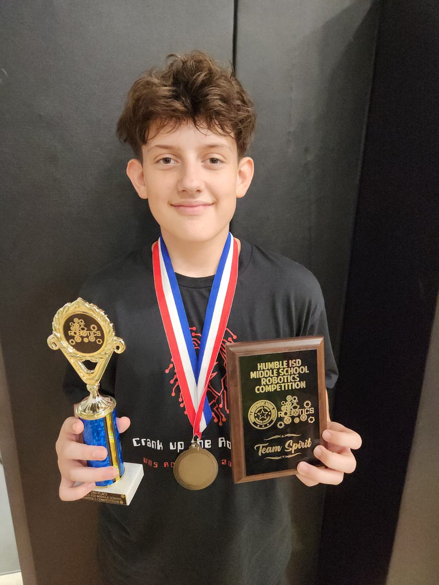 Proud of Matthew and the WMS team for sweeping the awards today! 🏆🏆 M and his teammate placed 2nd! Thanks Ms. Gabel for all you've done! #BeEliteWMS @HumbleISD @Angela_bland1 @Christy_Erb @Moye_Education
